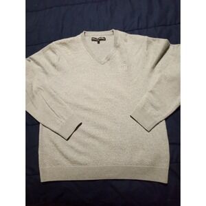 Travis Mathew Sweater Mens 2XL Gray V Neck  Golf Merino Wool Blend